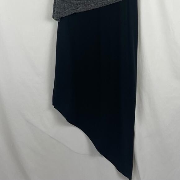 Vintage Arianna Rachel Kaye Black Silver Party Asymmetrical Midi Dress Size 12 - Picture 6 of 12